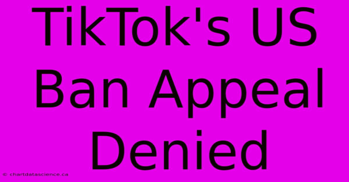 TikTok's US Ban Appeal Denied