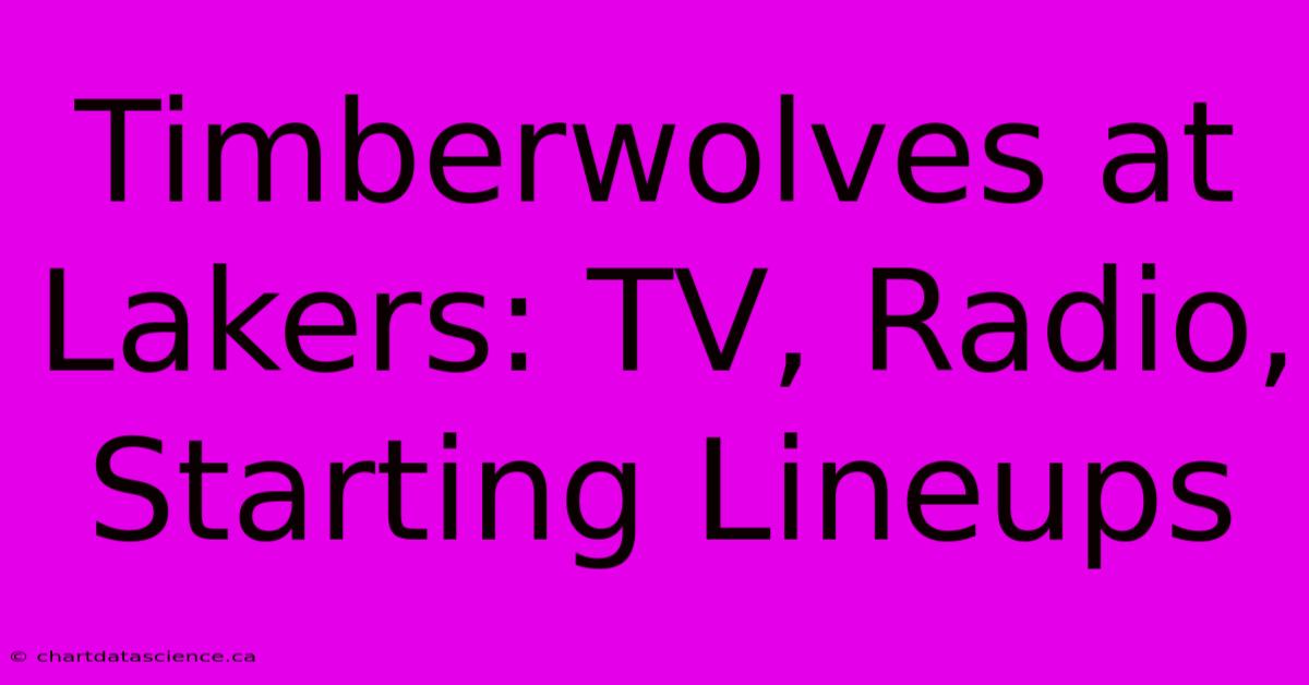 Timberwolves At Lakers: TV, Radio, Starting Lineups