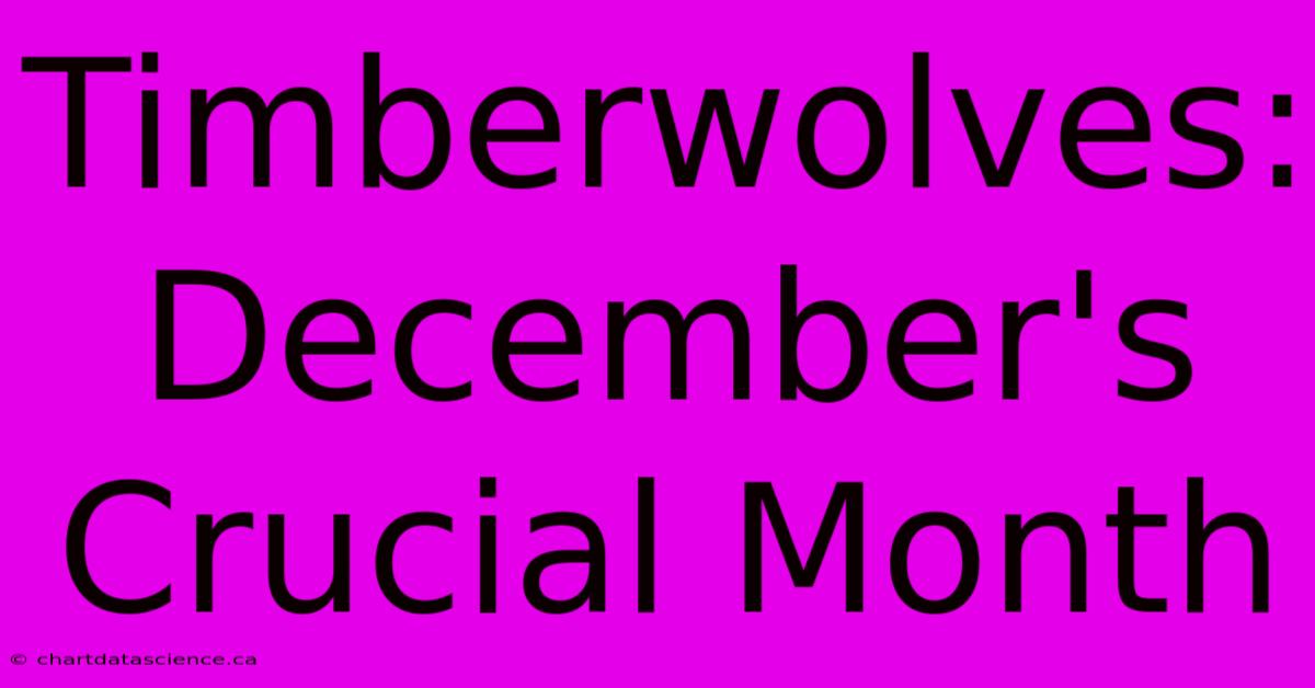 Timberwolves: December's Crucial Month