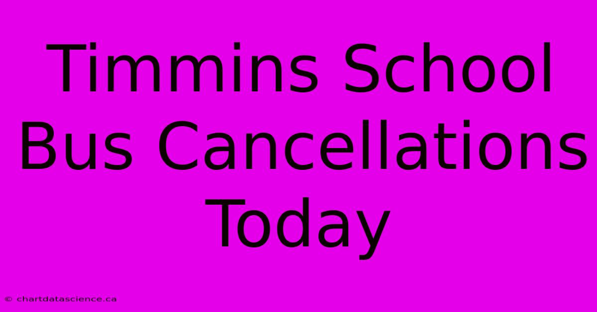 Timmins School Bus Cancellations Today