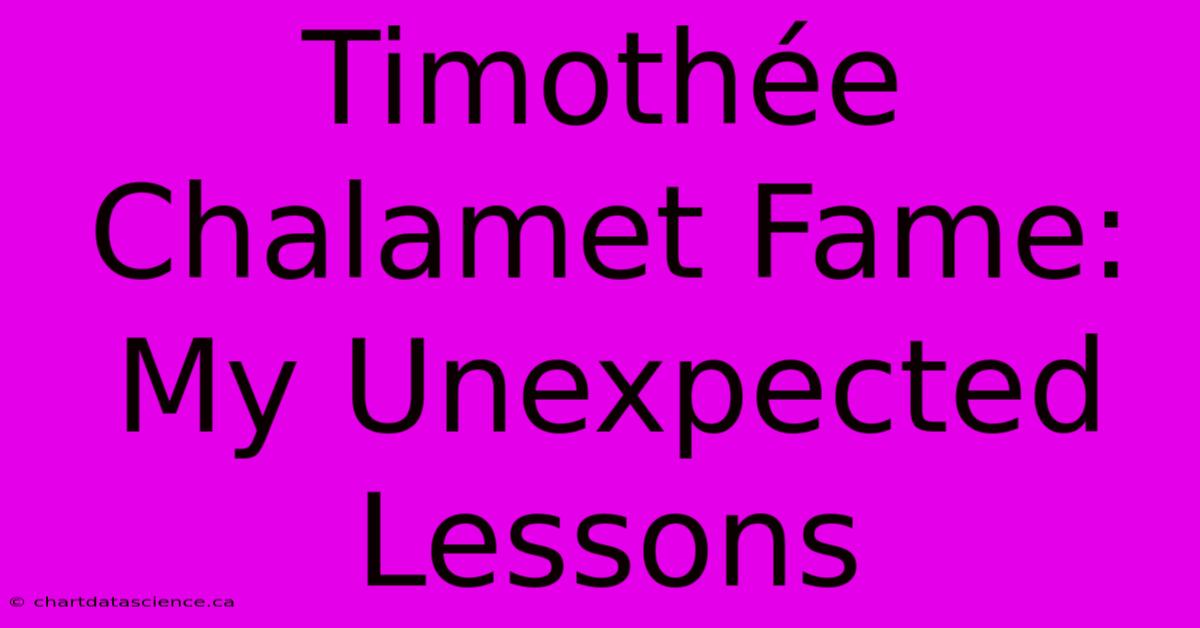 Timothée Chalamet Fame: My Unexpected Lessons