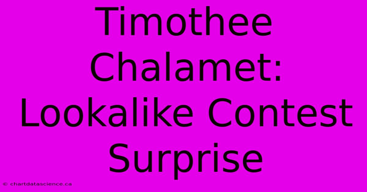 Timothee Chalamet: Lookalike Contest Surprise