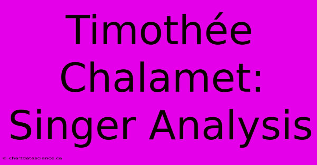 Timothée Chalamet: Singer Analysis