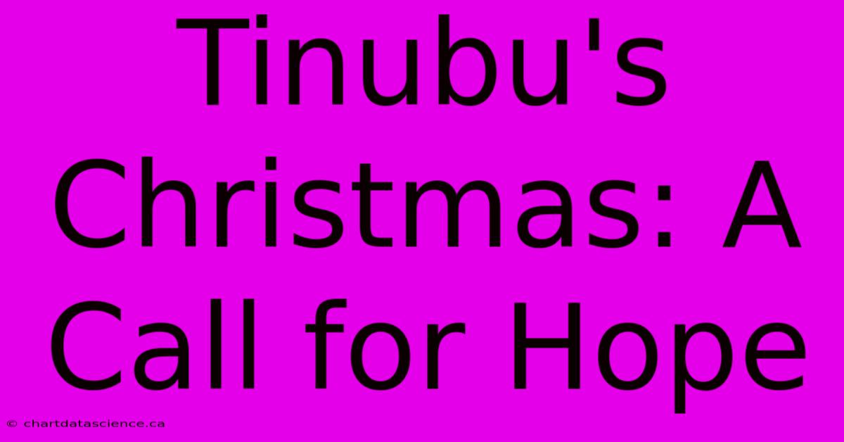 Tinubu's Christmas: A Call For Hope