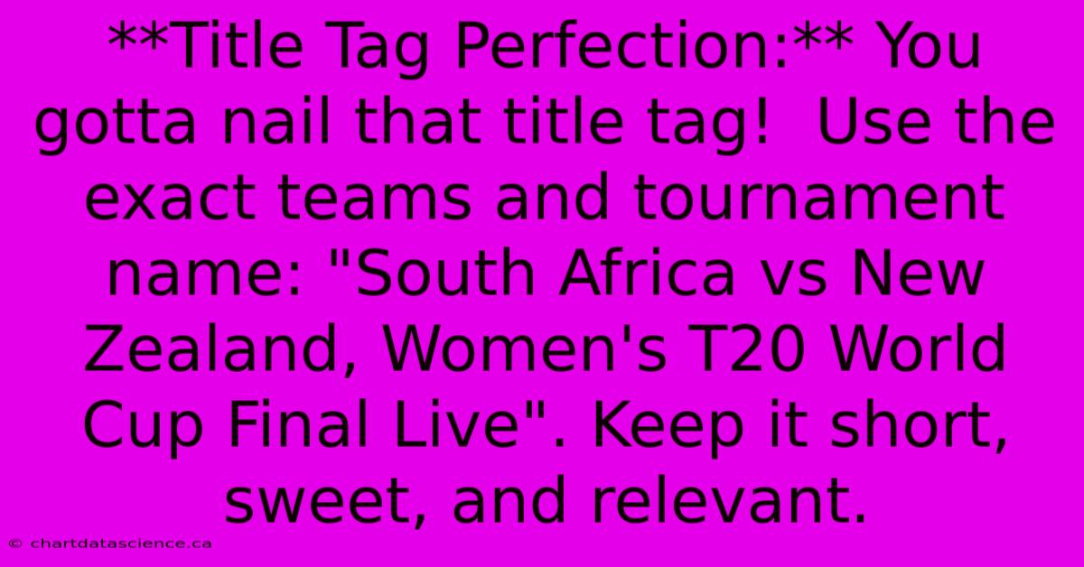 **Title Tag Perfection:** You Gotta Nail That Title Tag!  Use The Exact Teams And Tournament Name: 