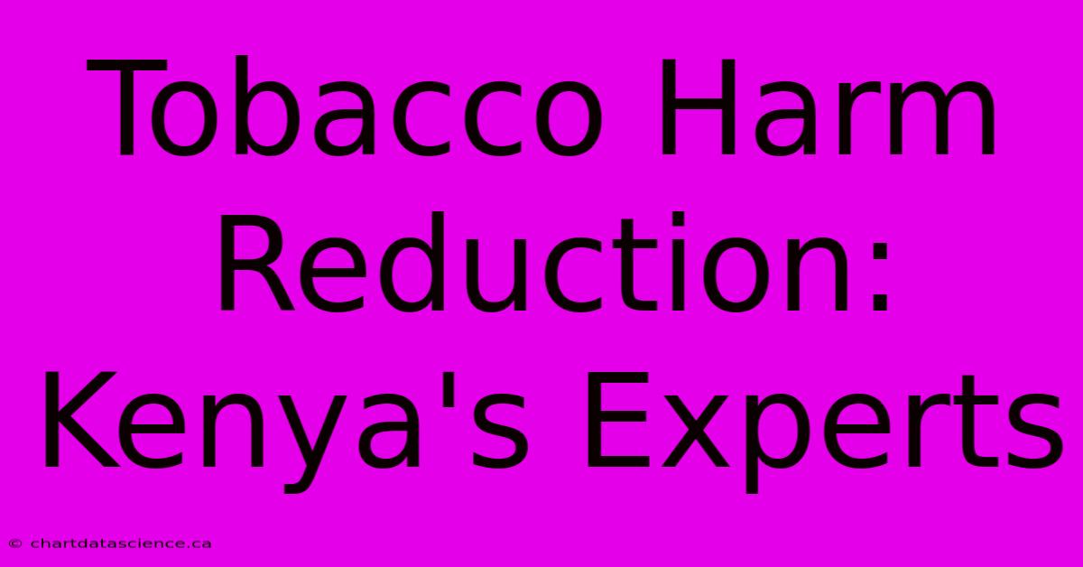 Tobacco Harm Reduction: Kenya's Experts