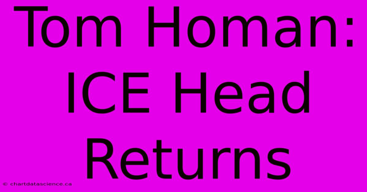 Tom Homan: ICE Head Returns