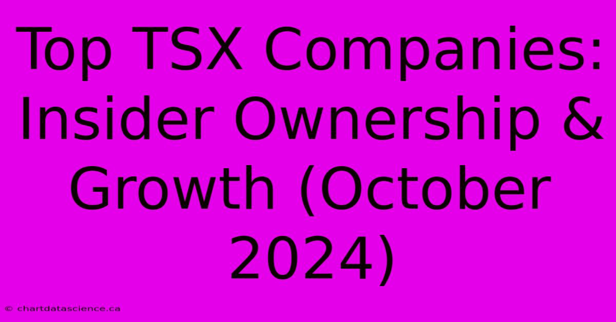 Top TSX Companies: Insider Ownership & Growth (October 2024)