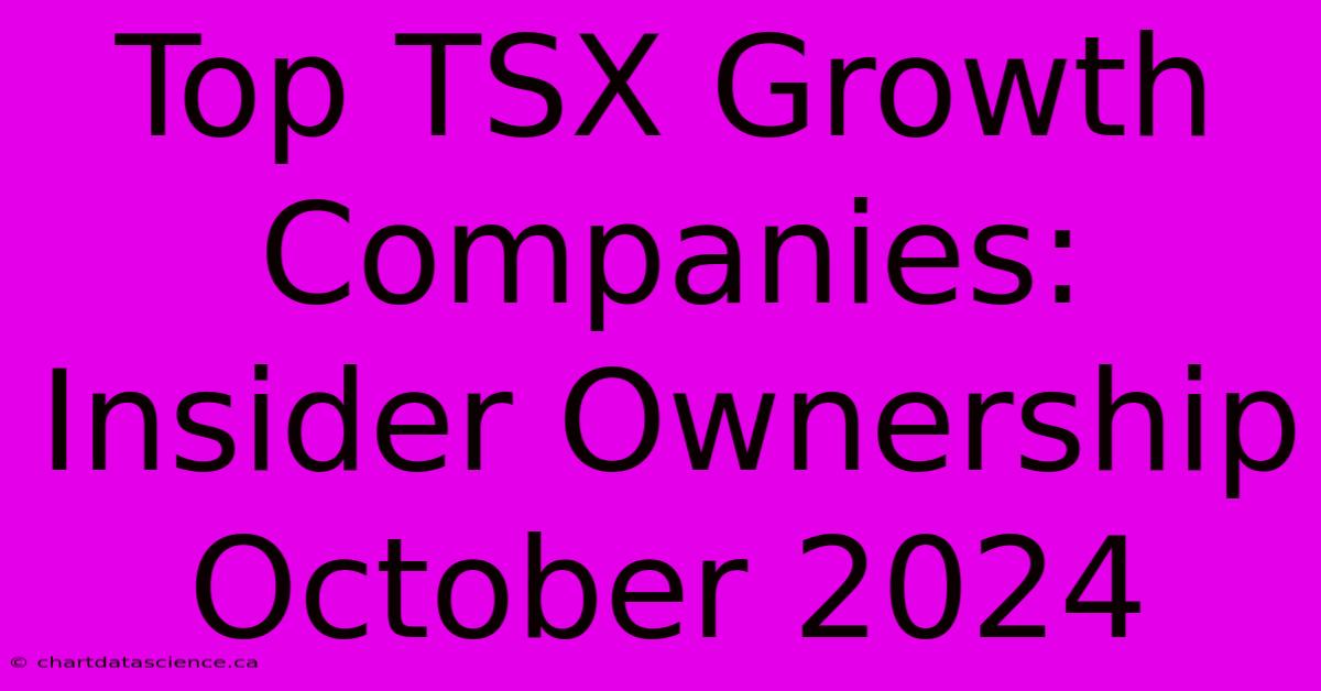 Top TSX Growth Companies: Insider Ownership October 2024