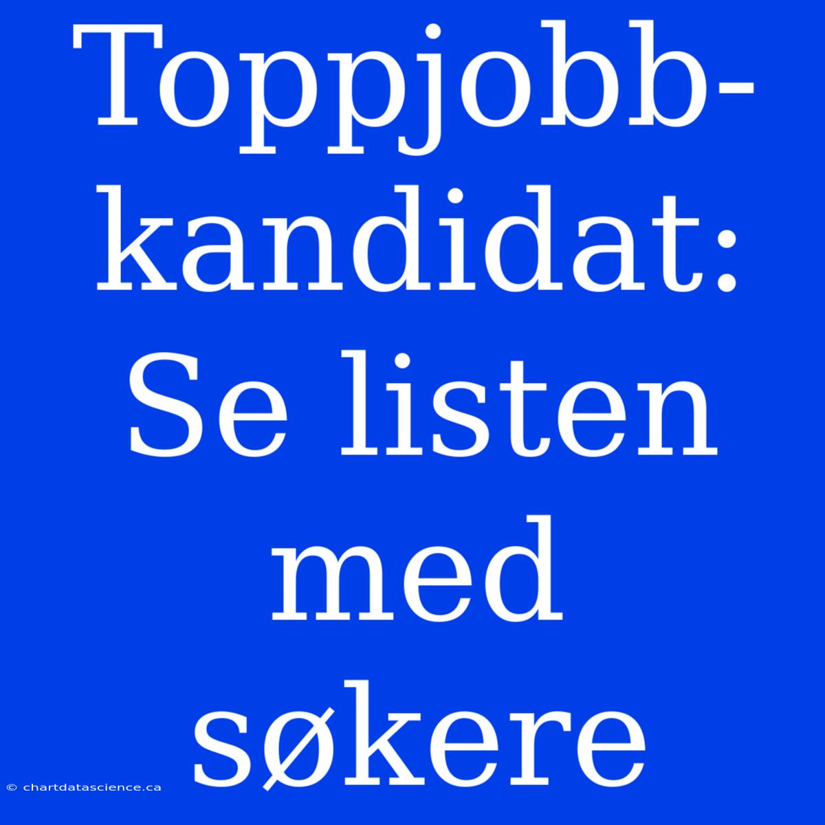 Toppjobb-kandidat: Se Listen Med Søkere