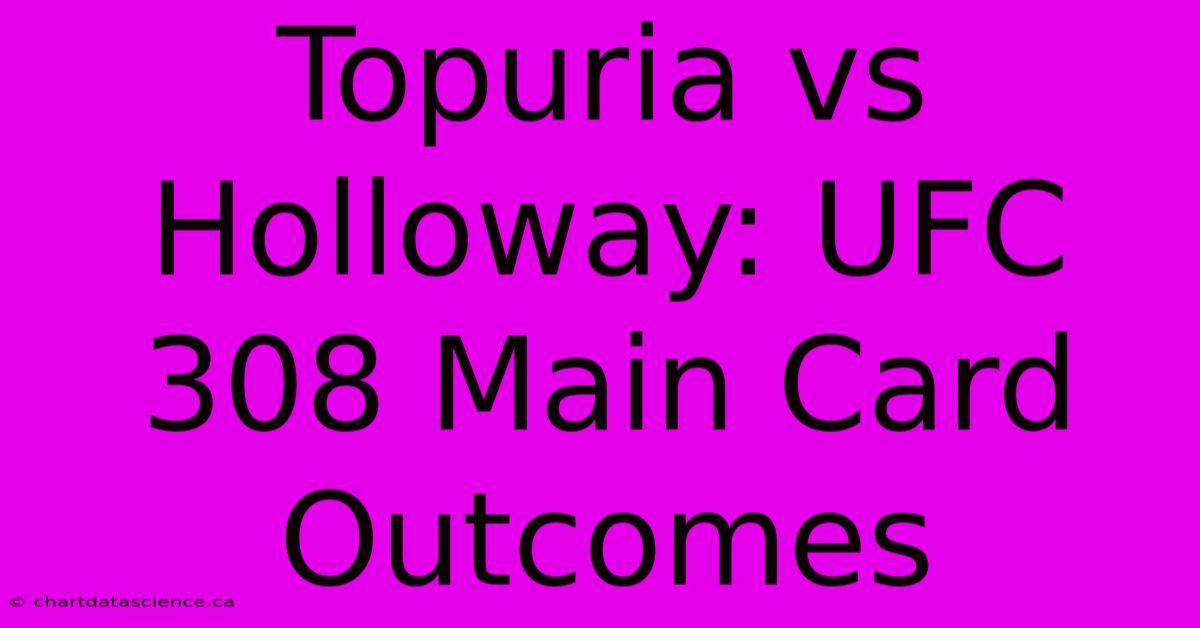 Topuria Vs Holloway: UFC 308 Main Card Outcomes