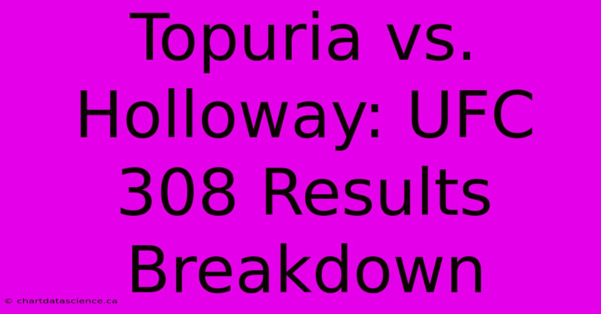 Topuria Vs. Holloway: UFC 308 Results Breakdown