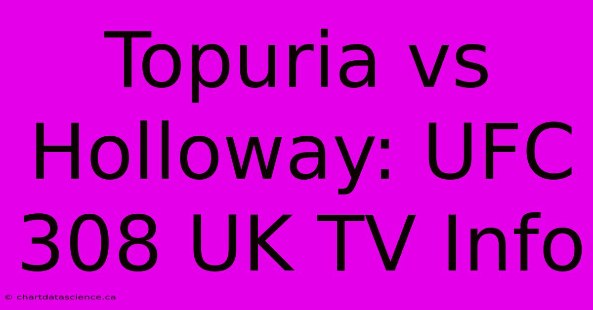 Topuria Vs Holloway: UFC 308 UK TV Info