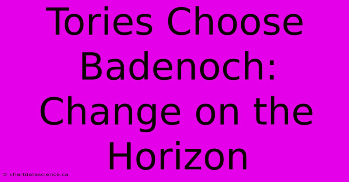 Tories Choose Badenoch:  Change On The Horizon