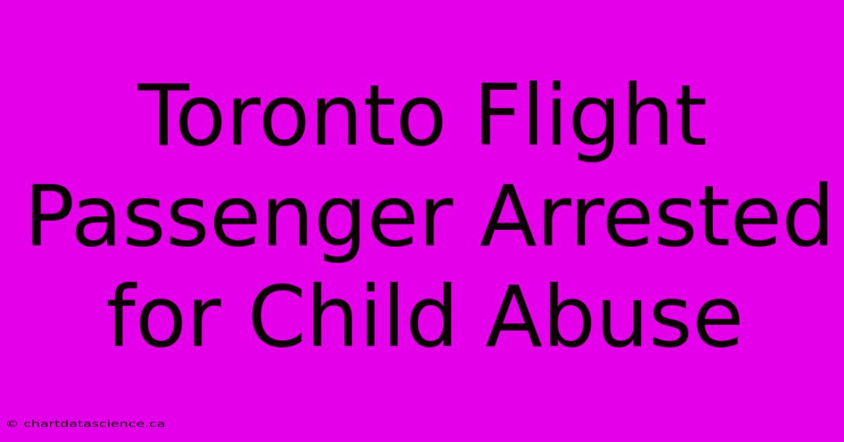 Toronto Flight Passenger Arrested For Child Abuse