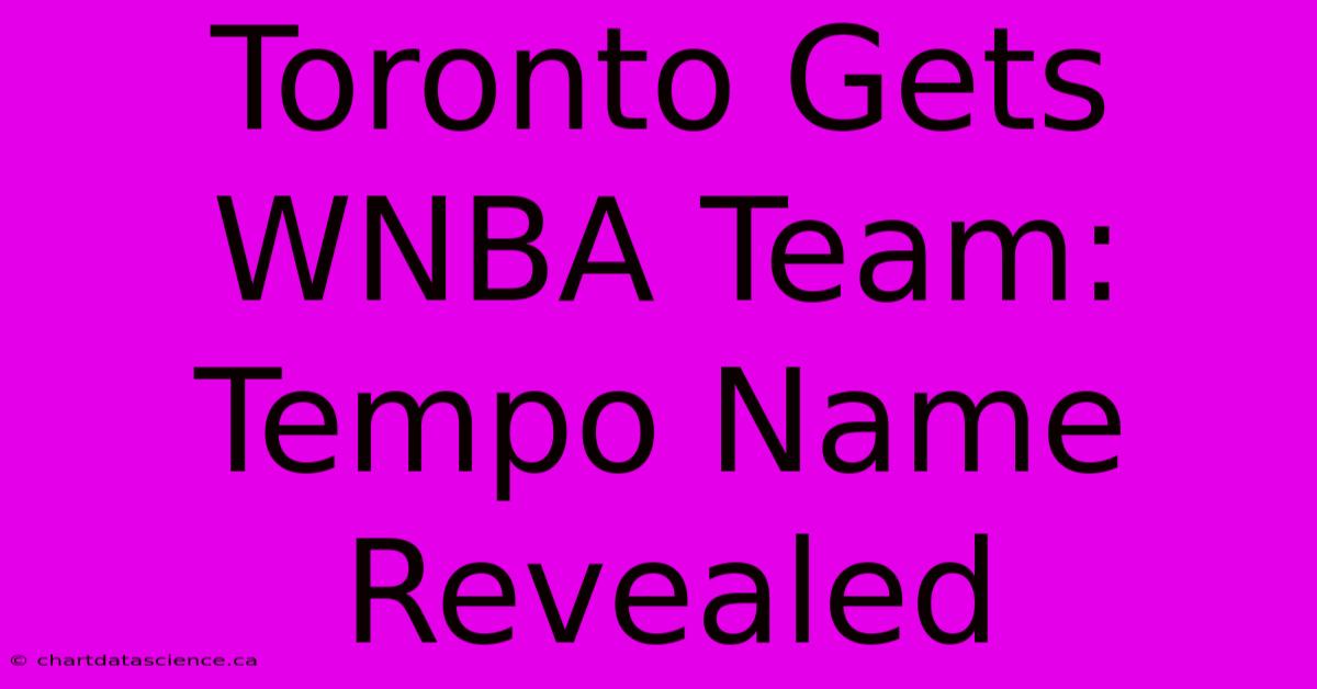 Toronto Gets WNBA Team: Tempo Name Revealed