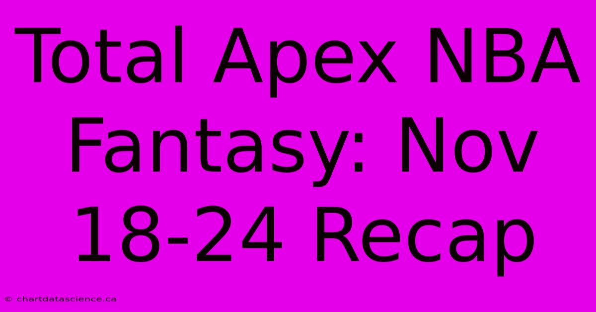 Total Apex NBA Fantasy: Nov 18-24 Recap