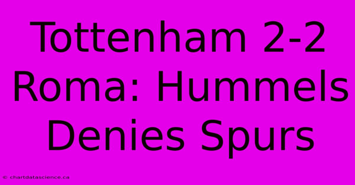 Tottenham 2-2 Roma: Hummels Denies Spurs