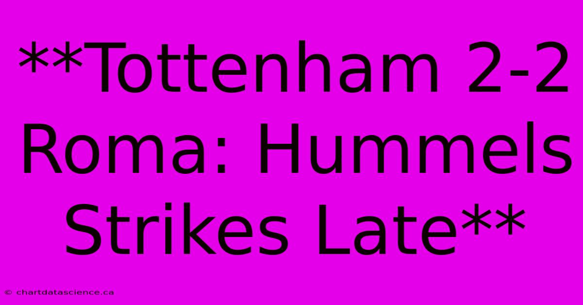 **Tottenham 2-2 Roma: Hummels Strikes Late**