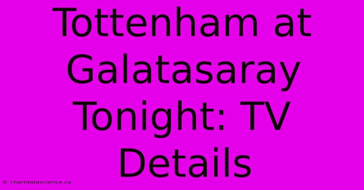 Tottenham At Galatasaray Tonight: TV Details