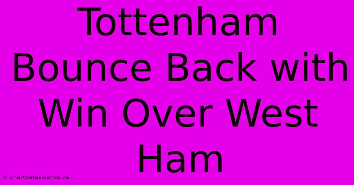 Tottenham Bounce Back With Win Over West Ham