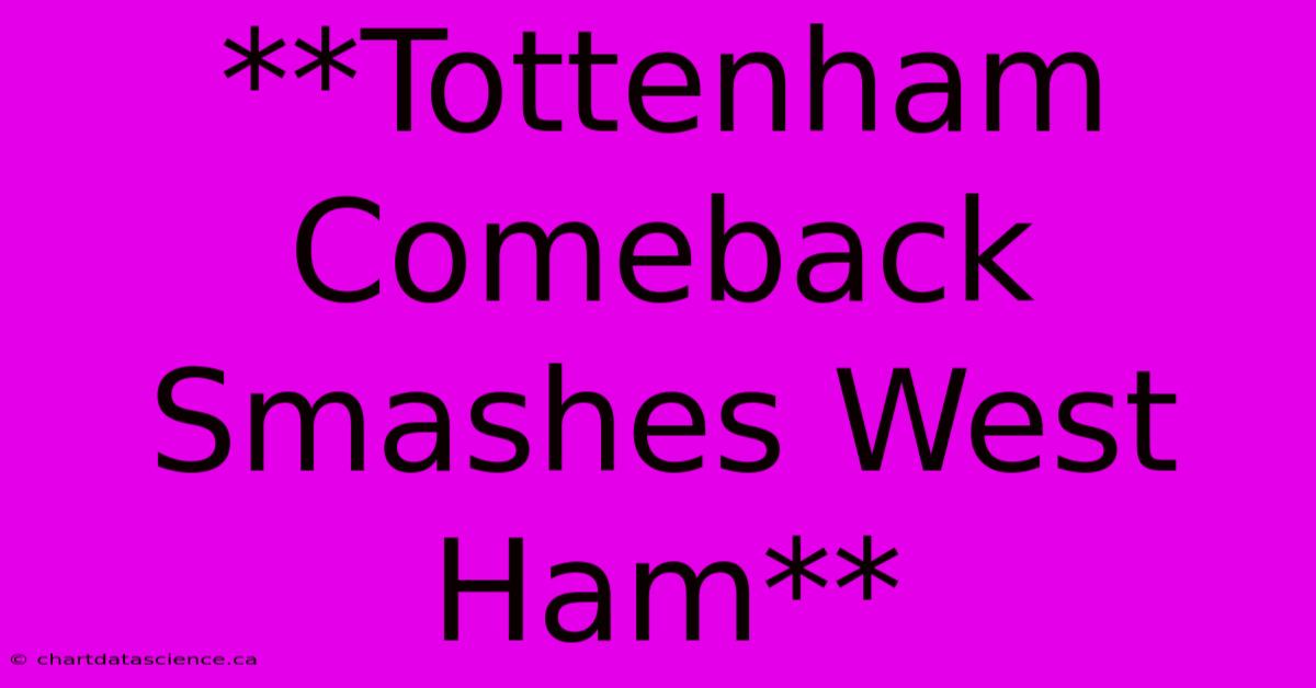 **Tottenham Comeback Smashes West Ham**