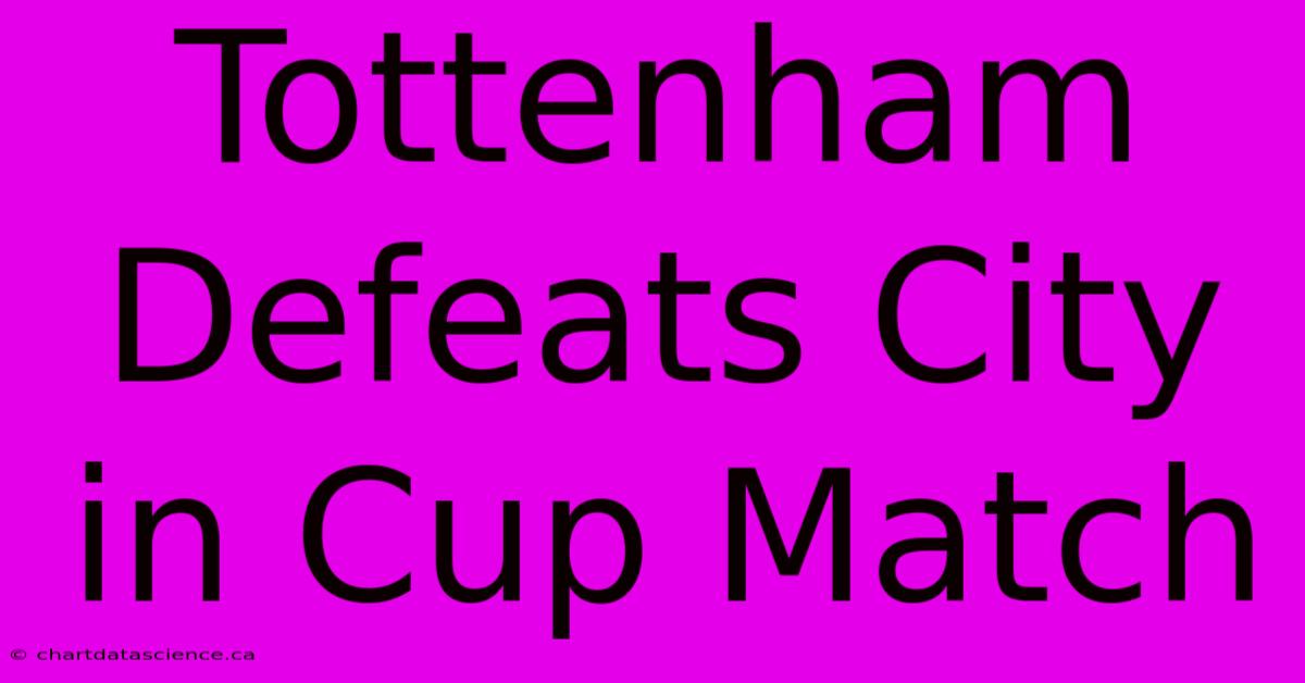 Tottenham Defeats City In Cup Match