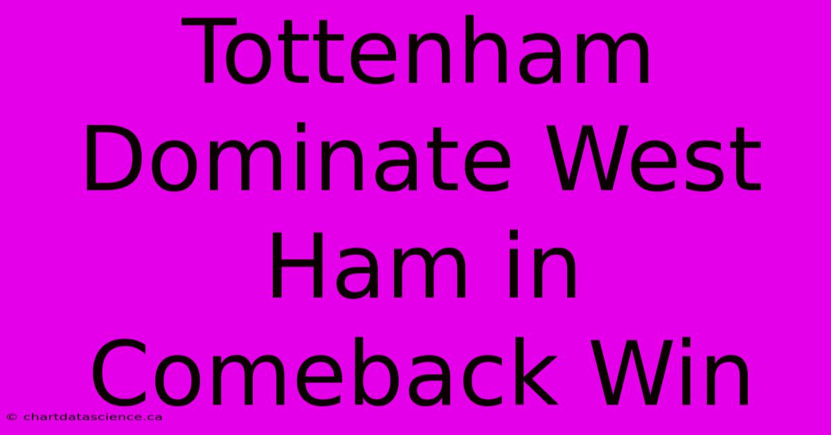 Tottenham Dominate West Ham In Comeback Win