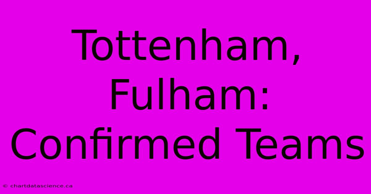 Tottenham, Fulham: Confirmed Teams