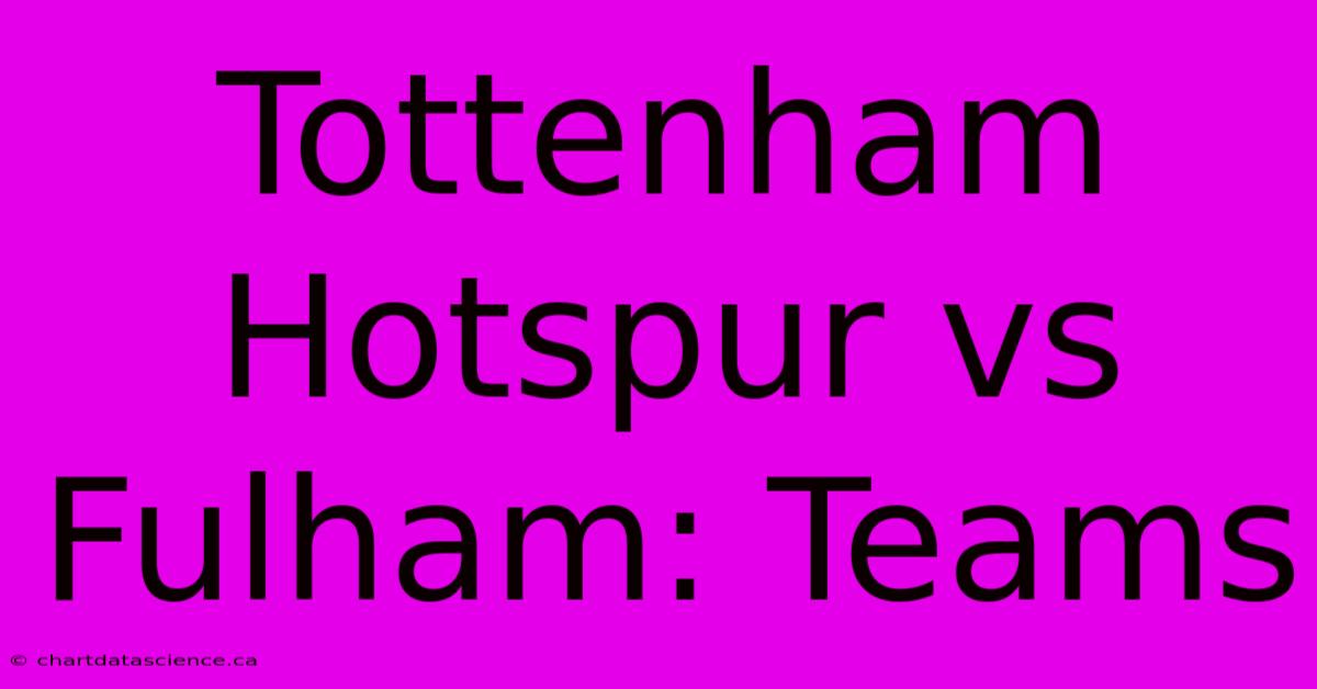 Tottenham Hotspur Vs Fulham: Teams