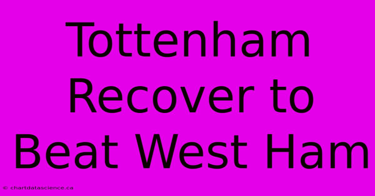 Tottenham Recover To Beat West Ham