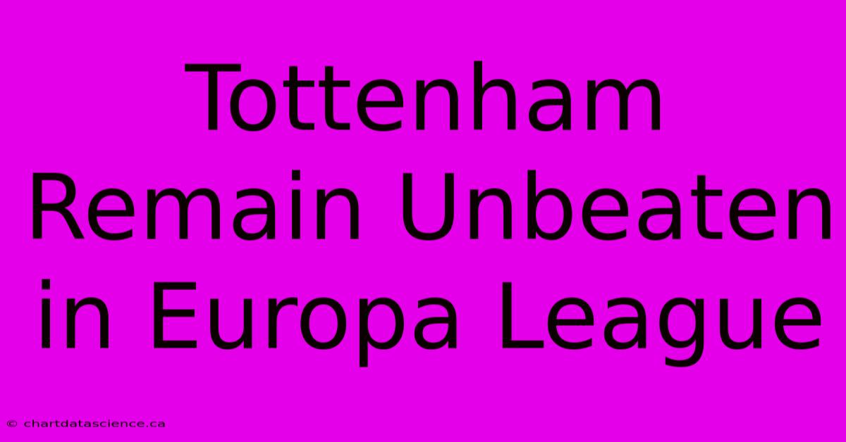 Tottenham Remain Unbeaten In Europa League