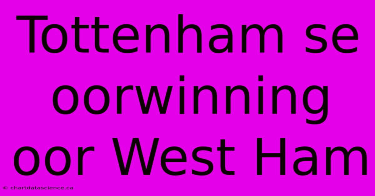 Tottenham Se Oorwinning Oor West Ham