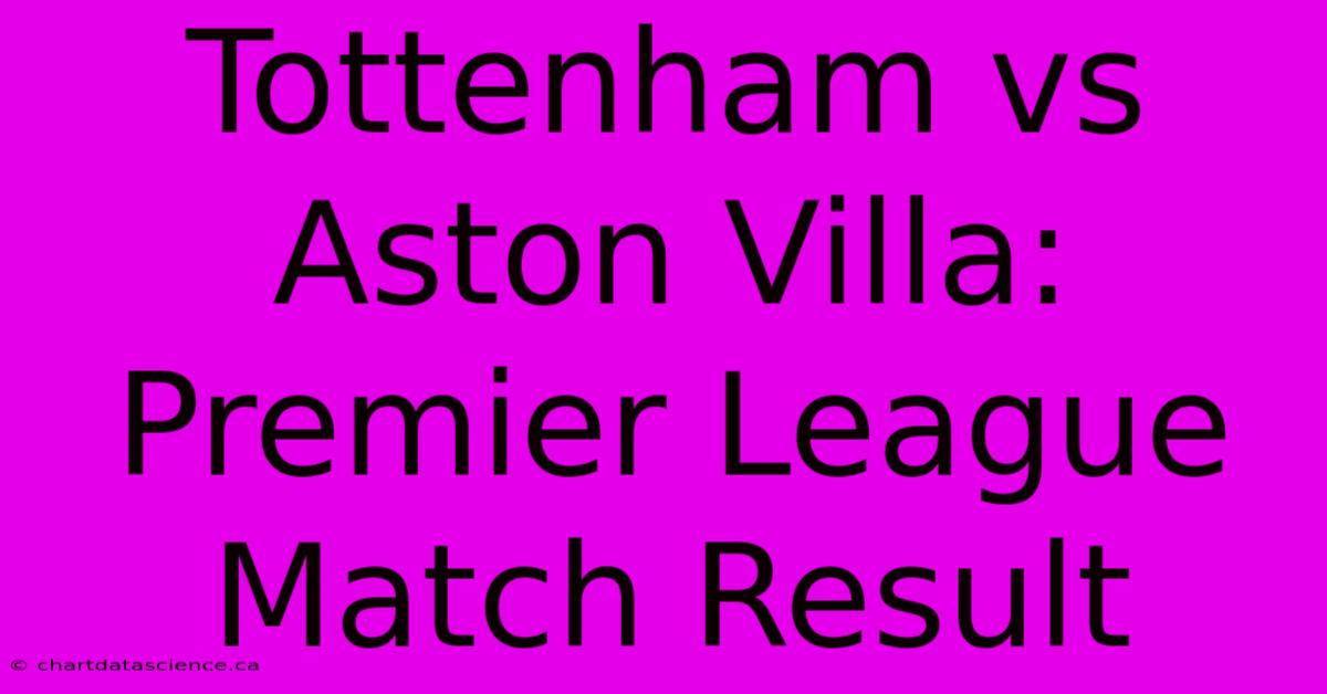 Tottenham Vs Aston Villa: Premier League Match Result