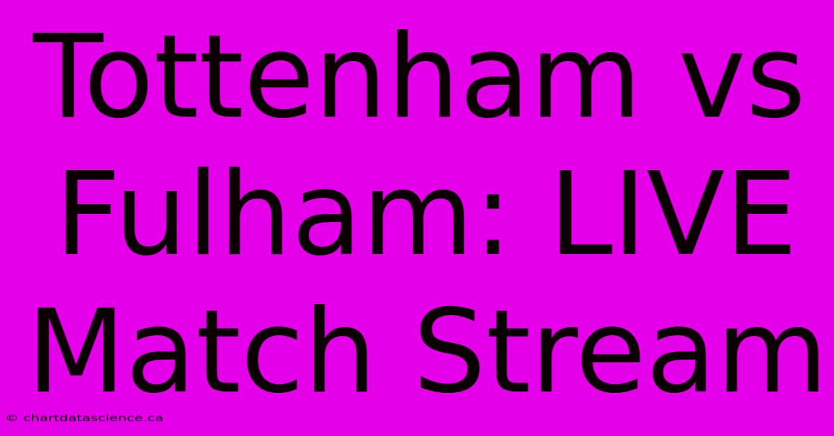 Tottenham Vs Fulham: LIVE Match Stream