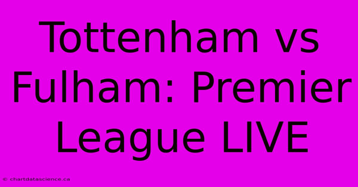 Tottenham Vs Fulham: Premier League LIVE