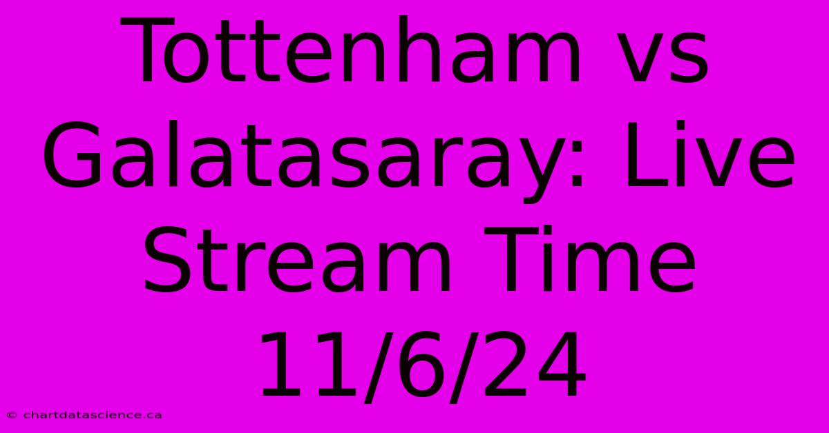 Tottenham Vs Galatasaray: Live Stream Time 11/6/24