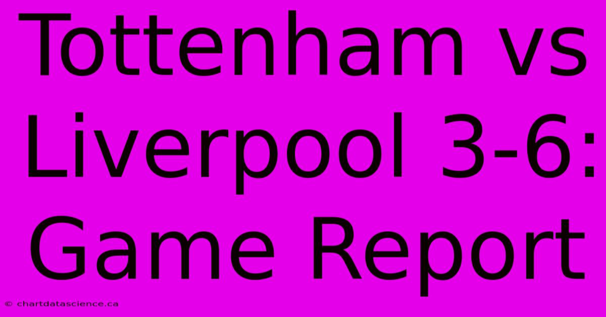 Tottenham Vs Liverpool 3-6: Game Report