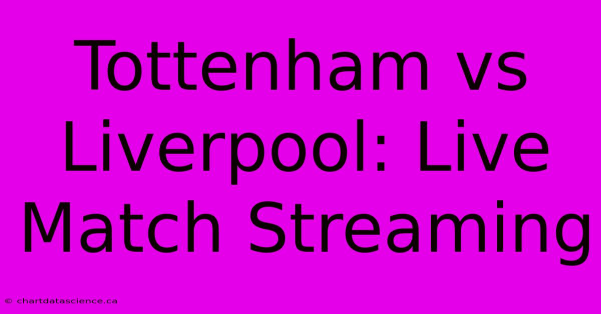 Tottenham Vs Liverpool: Live Match Streaming