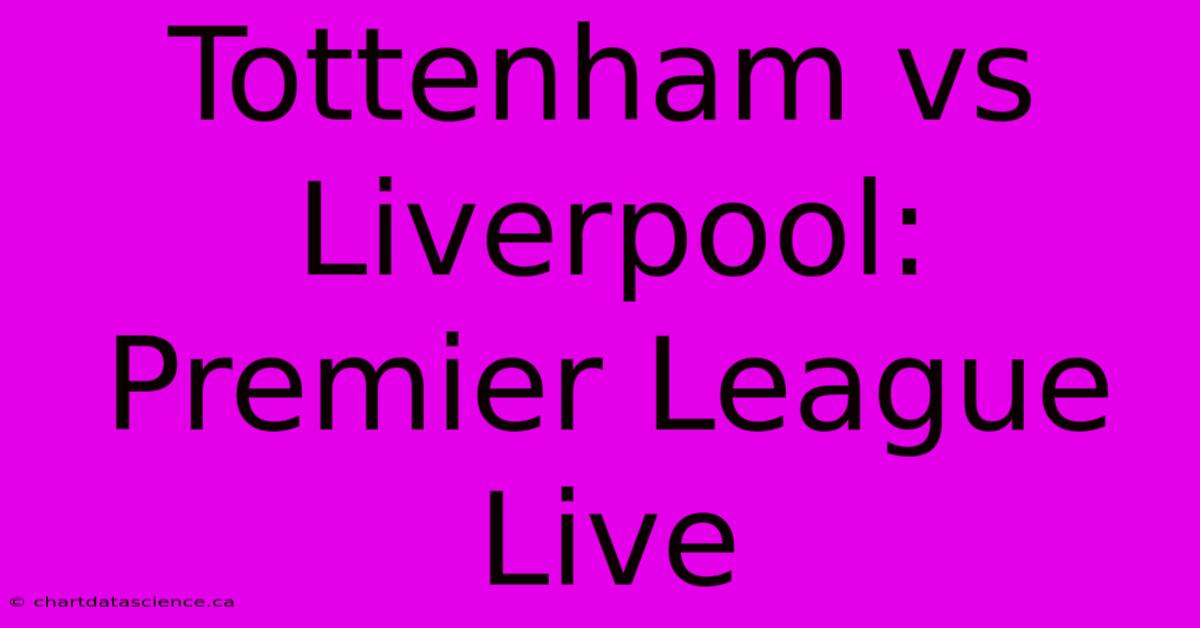 Tottenham Vs Liverpool: Premier League Live