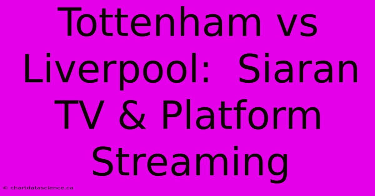 Tottenham Vs Liverpool:  Siaran TV & Platform Streaming