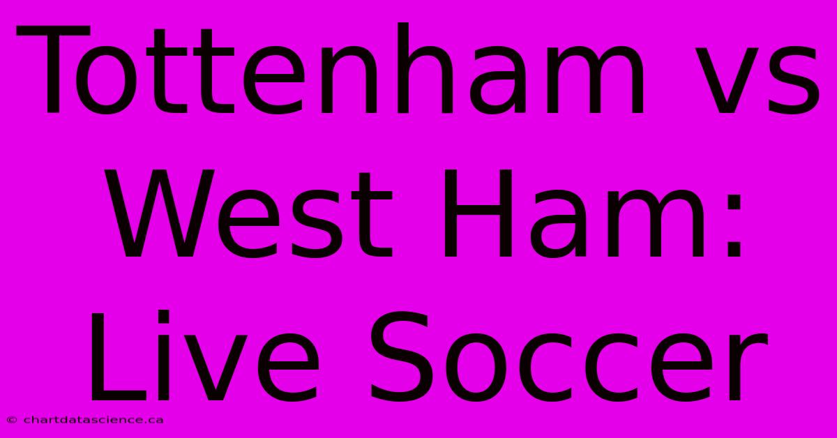 Tottenham Vs West Ham: Live Soccer 