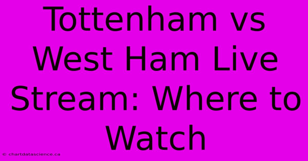 Tottenham Vs West Ham Live Stream: Where To Watch 