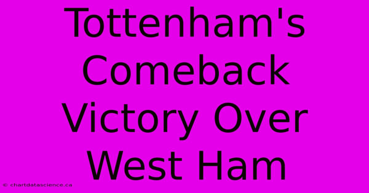 Tottenham's Comeback Victory Over West Ham 