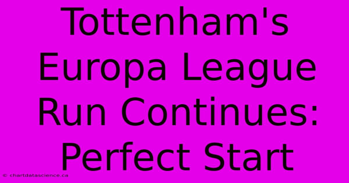 Tottenham's Europa League Run Continues: Perfect Start