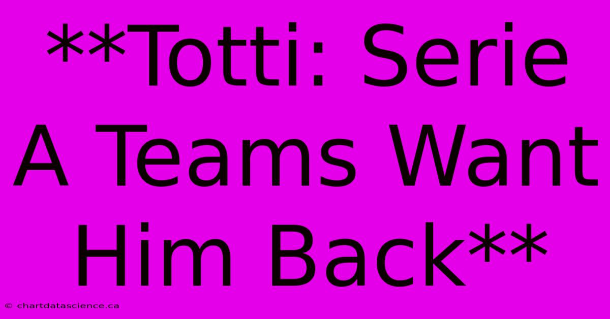 **Totti: Serie A Teams Want Him Back**