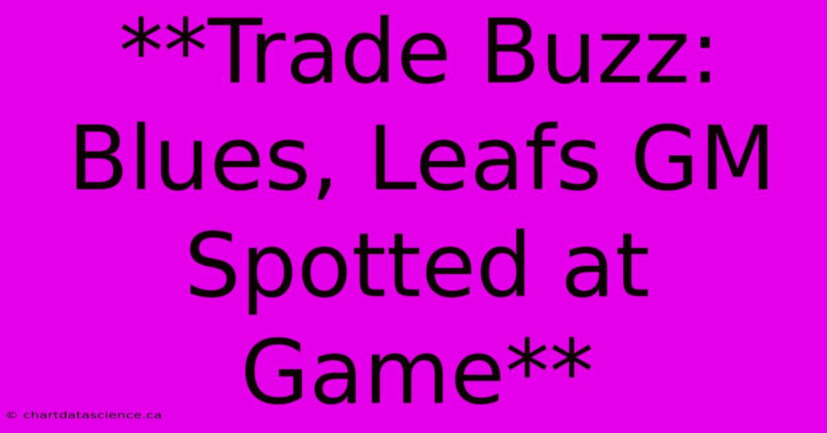 **Trade Buzz: Blues, Leafs GM Spotted At Game**