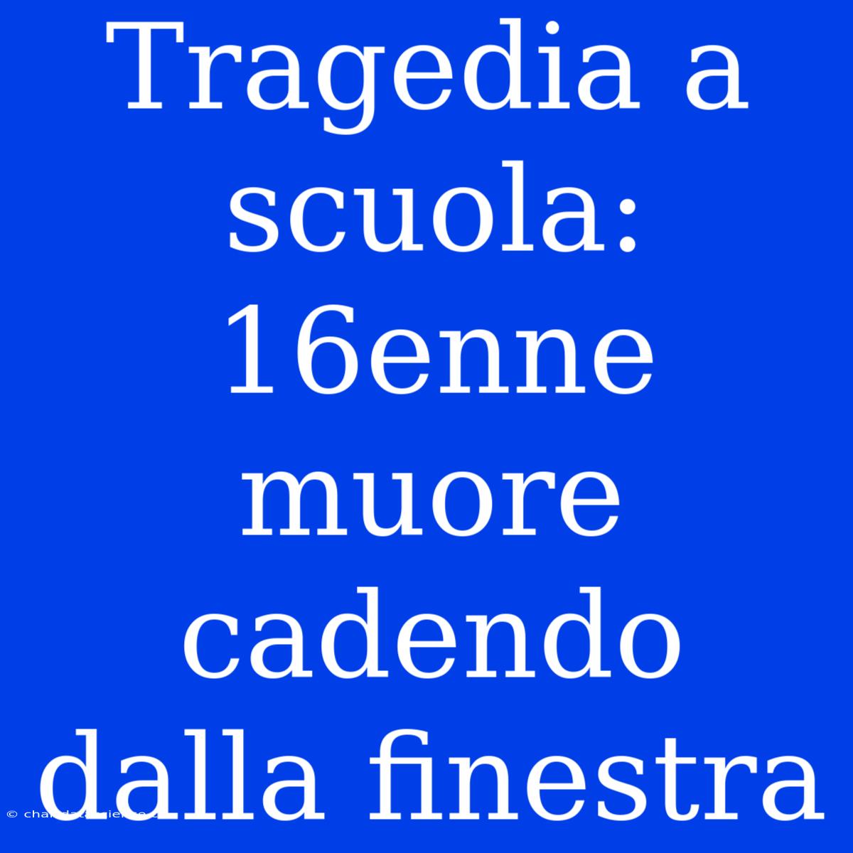 Tragedia A Scuola: 16enne Muore Cadendo Dalla Finestra