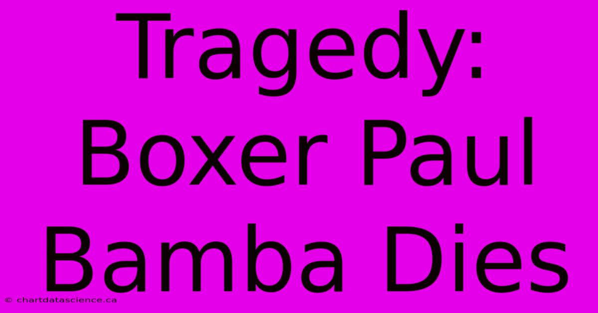 Tragedy: Boxer Paul Bamba Dies