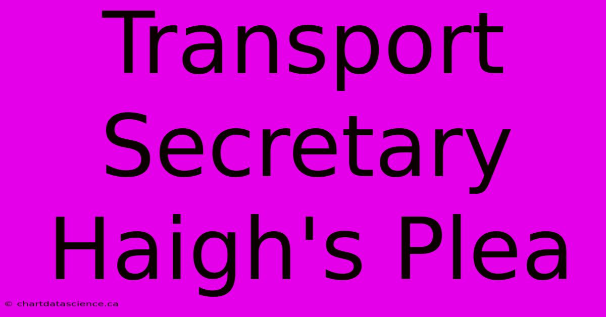 Transport Secretary Haigh's Plea